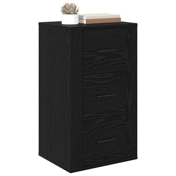 vidaXL Buffet avec tiroir Ch&ecirc;ne noir 40 x 33 x 70 cm Bois d'ing&eacute;nierie