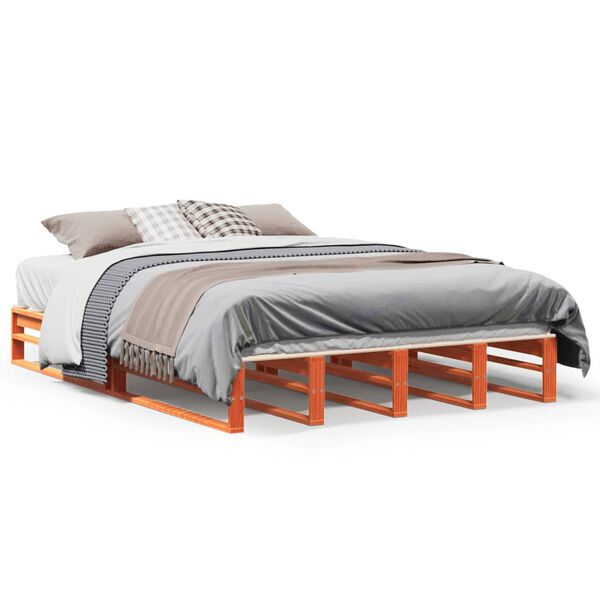 vidaXL Cadre de lit sans matelas cire marron 150x200cm bois pin massif