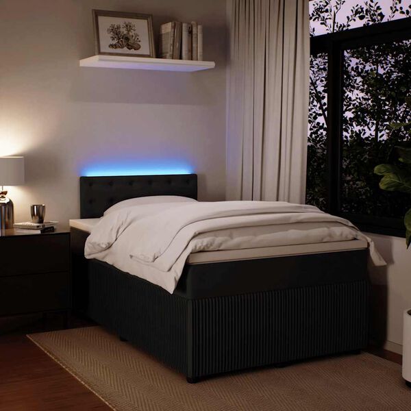 vidaXL Sommier &agrave; lattes de lit avec matelas Noir 120x200 cm Velours