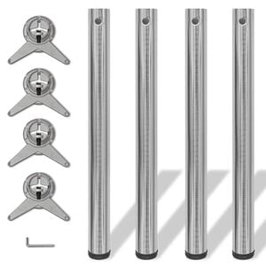 4 pieds de table r&eacute;glables en hauteur 710 mm Nickel bross&eacute;