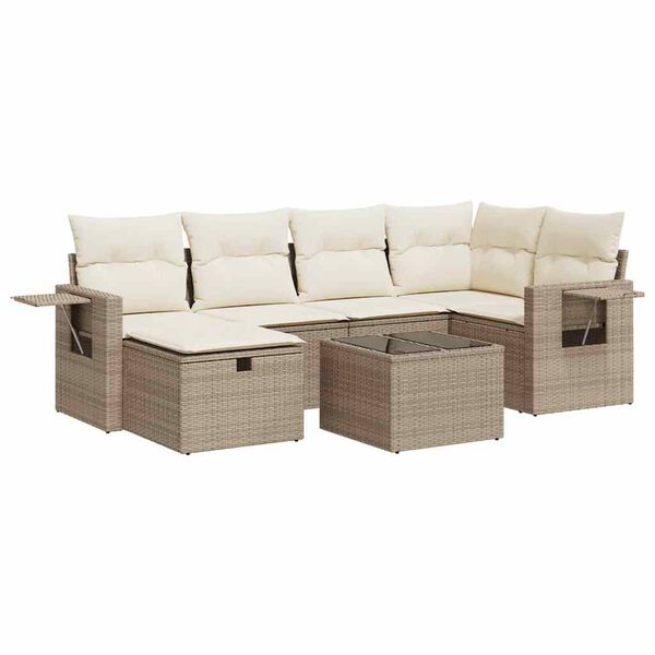 vidaXL Salon de jardin avec coussins 6 pcs beige r&eacute;sine tress&eacute;e