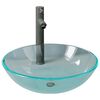 vidaXL Lavabo de bain avec robinet et drain &agrave; poussoir Verre tremp&eacute;