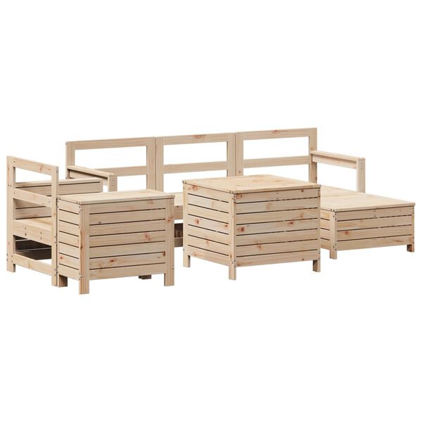vidaXL Salon de jardin 7 pcs bois de pin massif