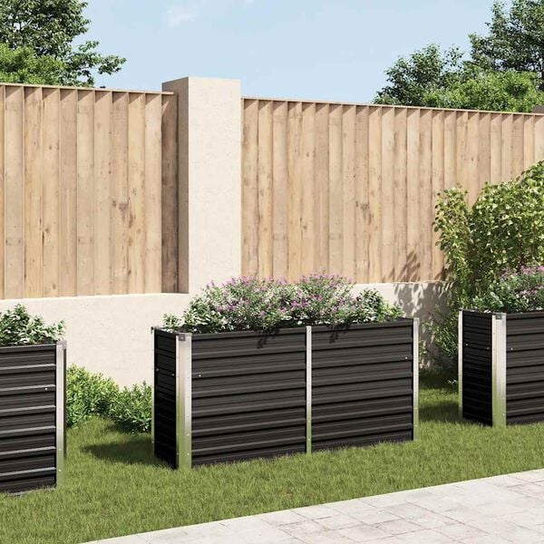 vidaXL Lit surélevé de jardin Anthracite 160x40x77 cm Acier galvanisé