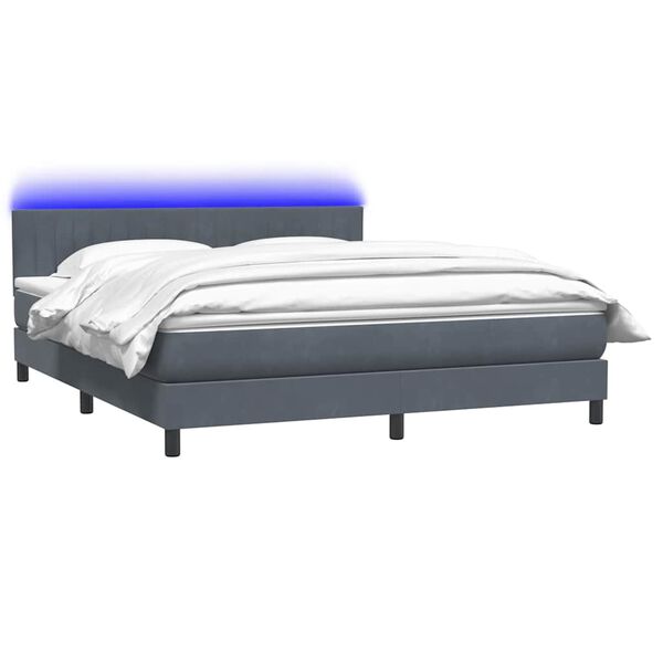 vidaXL Sommier &agrave; lattes de lit et matelas et LED gris fonc&eacute; 180x210cm velours