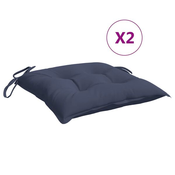 vidaXL Coussins de chaise lot de 2 bleu marine 50x50x7 cm tissu oxford
