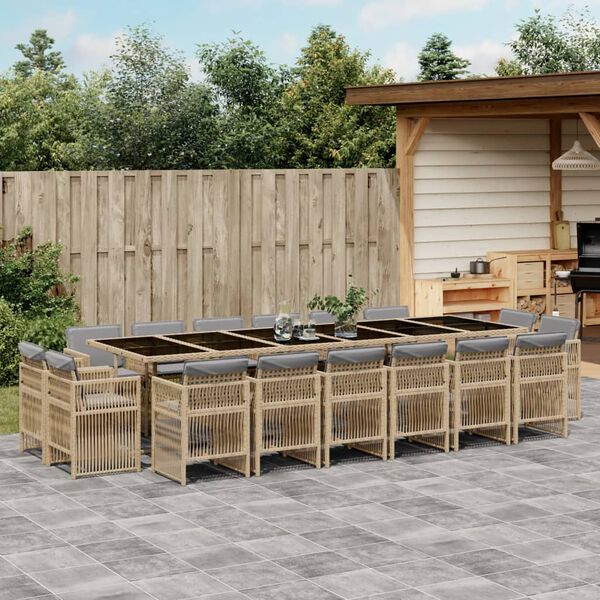 vidaXL Ensemble &agrave; manger de jardin et coussins 17 pcs m&eacute;lange beige