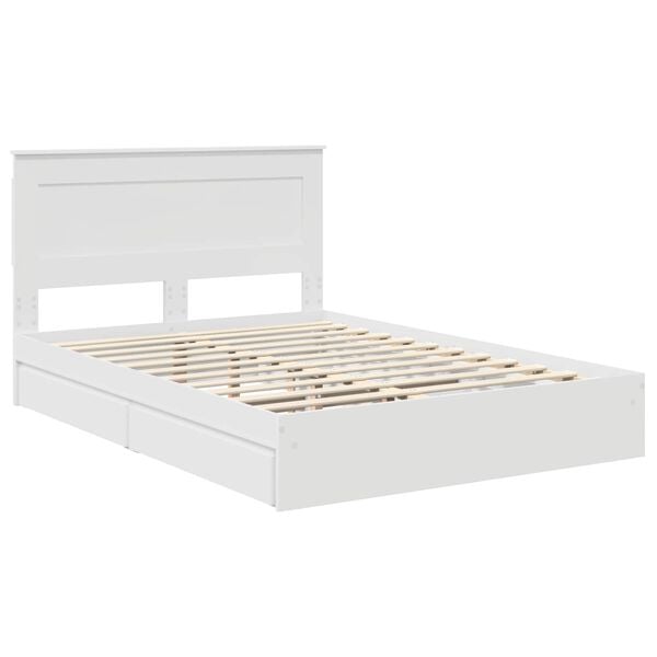 vidaXL Lit de Rangement Blanc 140 x 190 cm Bois d'ing&eacute;nierie
