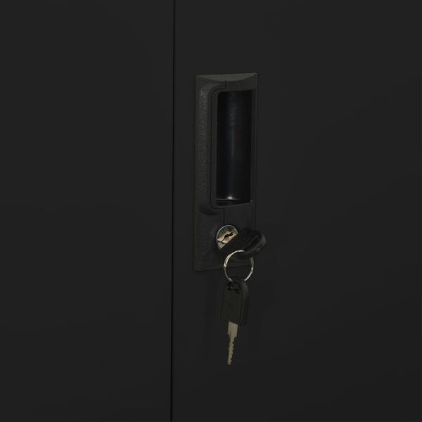 Classeur Bureau Acier Noir 90x40x90 Cm - Armoire à Dossiers Verrouillable Avec 2 Étagères Réglables