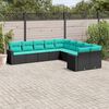 vidaXL Salon de jardin 10 pcs avec coussins noir r&eacute;sine tress&eacute;e