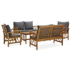 vidaXL Salon de jardin 5 pcs avec coussins Bois d'acacia solide