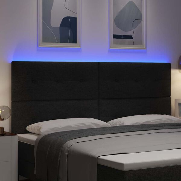 vidaXL T&ecirc;te de lit LED avec des lumi&egrave;res &agrave; LED Noir 200 cm Polyester