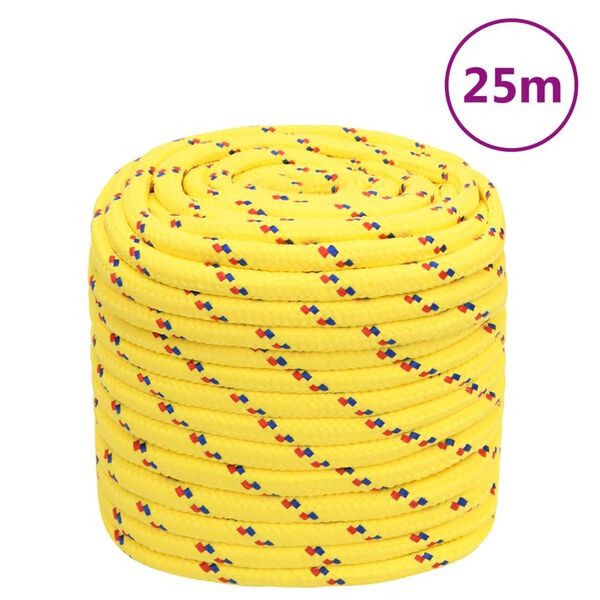 vidaXL Corde de bateau Jaune 18 mm 25 m Polypropyl&egrave;ne