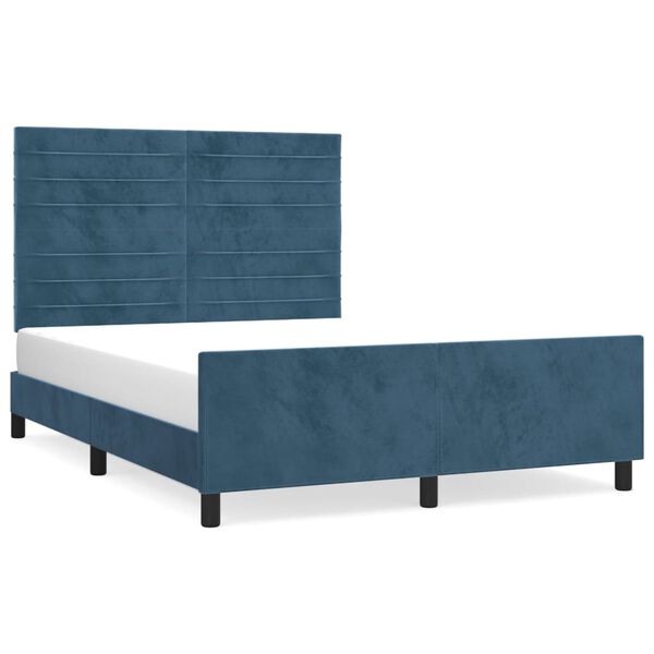 vidaXL Cadre de lit sans matelas bleu fonc&eacute; 140x200 cm velours