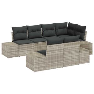 vidaXL Ensemble de canap&eacute; de jardin 7 pcs Gris clair polyrotin