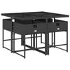 vidaXL Ensemble &agrave; manger de jardin coussins 5pcs Noir R&eacute;sine tress&eacute;e
