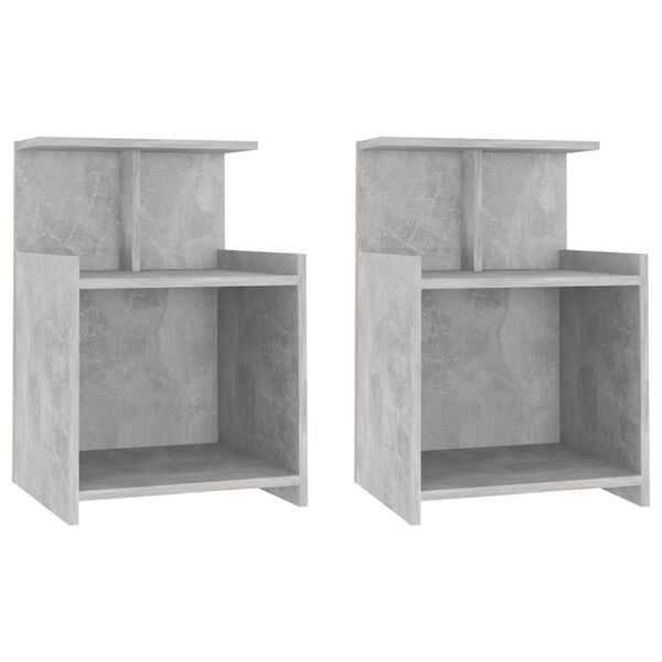 vidaXL Tables de chevet 2 pcs Gris b&eacute;ton 40x35x60 cm Agglom&eacute;r&eacute;