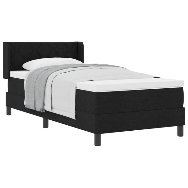 vidaXL Lit &agrave; ressorts avec matelas Noir 200 x 100 cm Polyester