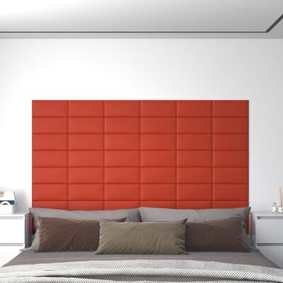 vidaXL Panneaux muraux 12 pcs Rouge 30x15 cm Similicuir 0,54 m²