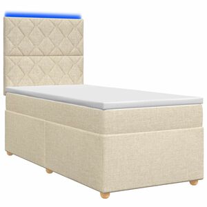 vidaXL Lit boxspring avec matelas Cr&egrave;me 90 x 190 cm Tissu