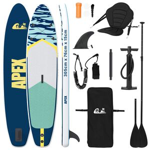 vidaXL Planche de SUP avec si&egrave;ge 2-en-1 APEX 305 x 76 x 15 cm Bleu