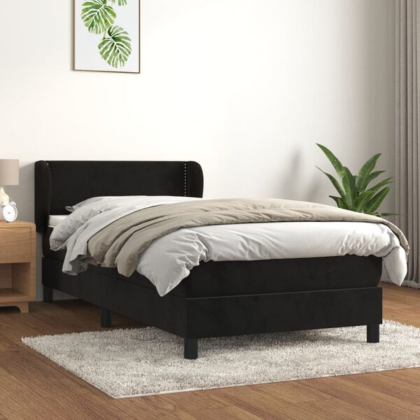 vidaXL Sommier &agrave; lattes de lit et matelas Noir 80x200 cm Velours