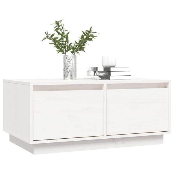 vidaXL Table basse Blanc 80x50x35 cm Bois massif de pin