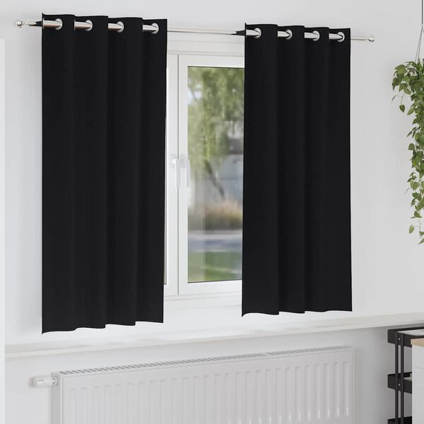 vidaXL Rideaux occultants avec anneaux 2 pcs Noir 175 x 140 cm