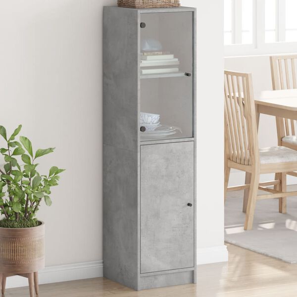 vidaXL Buffet avec porte en verre gris b&eacute;ton 35x37x142 cm