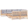 vidaXL Salon de jardin 8 pcs avec coussins gris Bois de pin massif