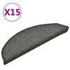 vidaXL Tapis d'escalier 15 pi&egrave;ces 56 x 17 x 3 cm Gris fonc&eacute; Demi-rond