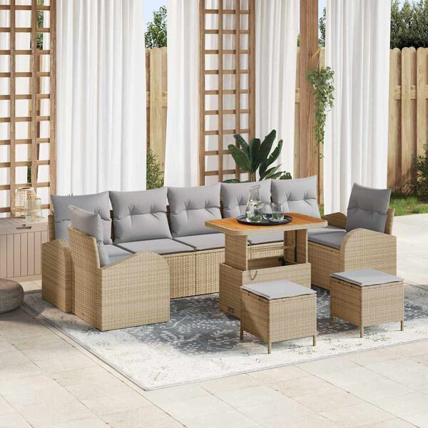 vidaXL Ensemble de canapé de jardin 10 pcs Beige et Gris clair