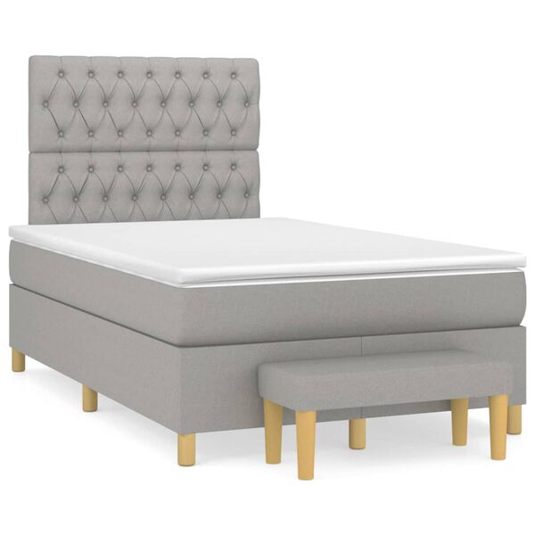 vidaXL Sommier &agrave; lattes de lit avec matelas Gris clair 120x200cm Tissu