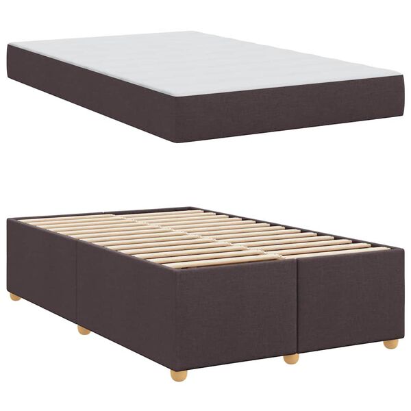 vidaXL Cadre de lit avec matelas Marron fonc&eacute; 120 x 200 cm tissu
