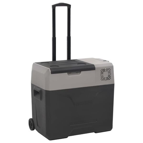 vidaXL Glacière avec roue et adaptateur noir et gris 30L polypropylène