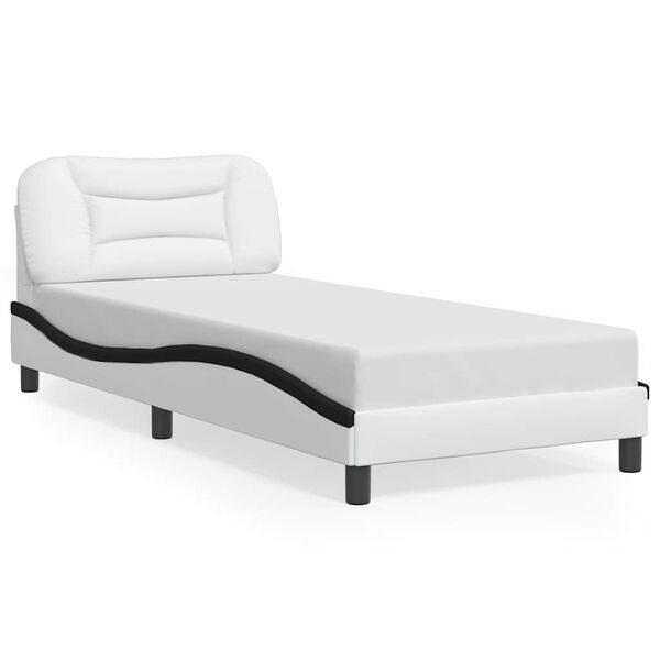 vidaXL Cadre de lit sans matelas Hvar blanc et noir 90x190 cm similicuir
