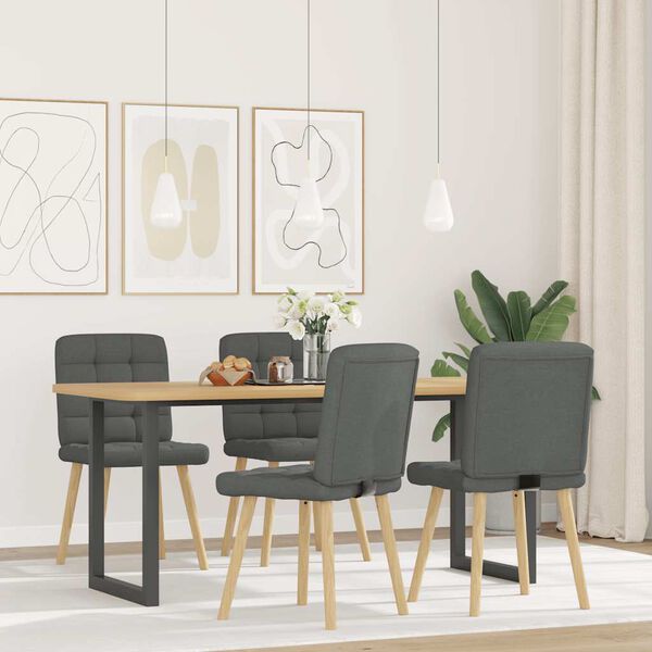 vidaXL Chaises &agrave; manger lot de 4 gris fonc&eacute; tissu