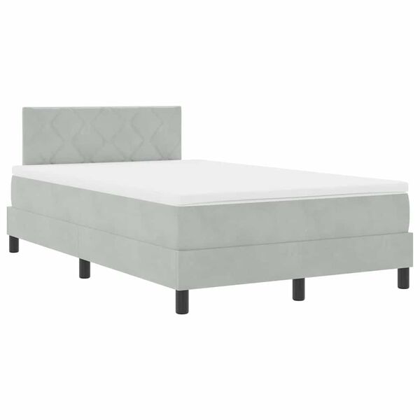 vidaXL Lit &agrave; ressorts avec matelas Gris clair 120 x 190 cm Velours