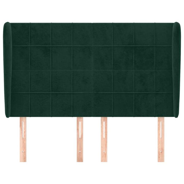 vidaXL T&ecirc;te de lit avec oreilles Vert fonc&eacute; 147x23x118/128 cm Velours