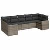 vidaXL Salon de jardin avec coussins 7 pcs gris r&eacute;sine tress&eacute;e