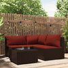 vidaXL Salon de jardin 4 pcs avec coussins Marron R&eacute;sine tress&eacute;e