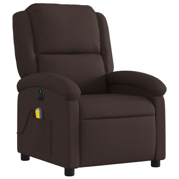 vidaXL Fauteuil de massage inclinable &eacute;lectrique Marron fonc&eacute; Tissu