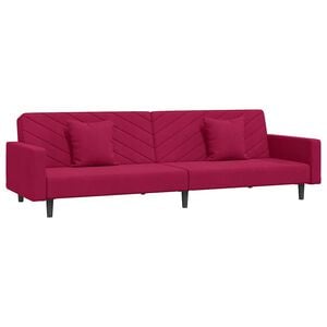 vidaXL Canap&eacute;-lit &agrave; 2 places et deux oreillers Rouge bordeaux Velours