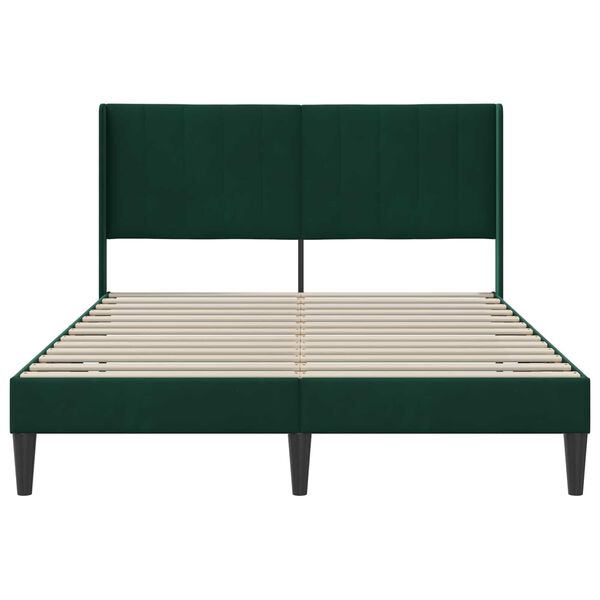 vidaXL Cadre de lit avec t&ecirc;te de lit Vert fonc&eacute; 120 x 190 cm Velours
