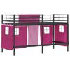 vidaXL Cadre de Lit Mezzanine pour Enfants avec Rideaux Noir et rose