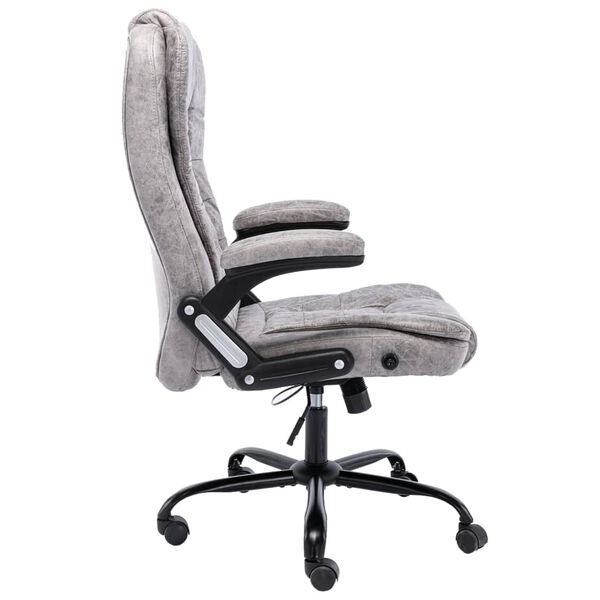 vidaXL Chaise de bureau gris clair similicuir daim