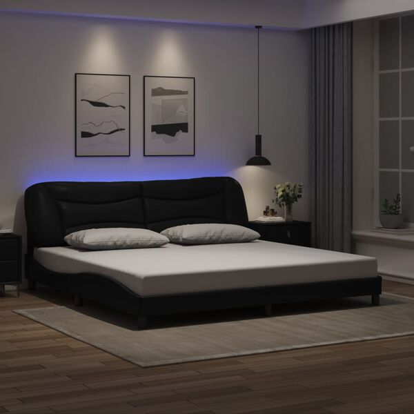 vidaXL Cadre de lit avec LED sans matelas Hvar noir 200x200 cm