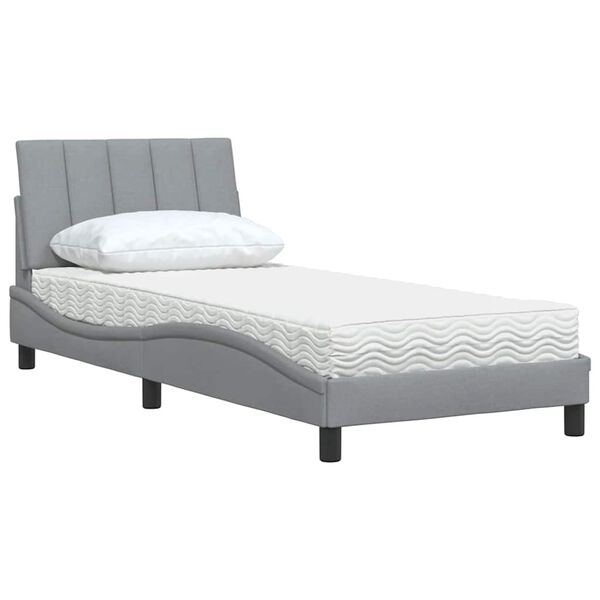 vidaXL Lit avec matelas Hanko gris clair 90x190 cm tissu