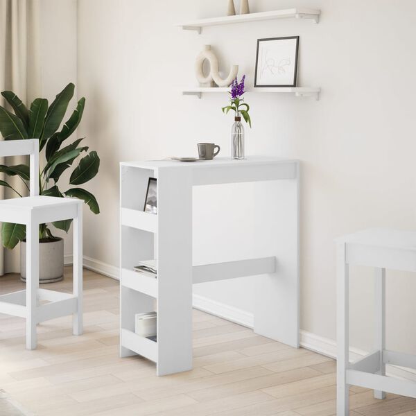 vidaXL Table de bar et &eacute;tag&egrave;res blanc 90x40x103,5 cm bois d'ing&eacute;nierie