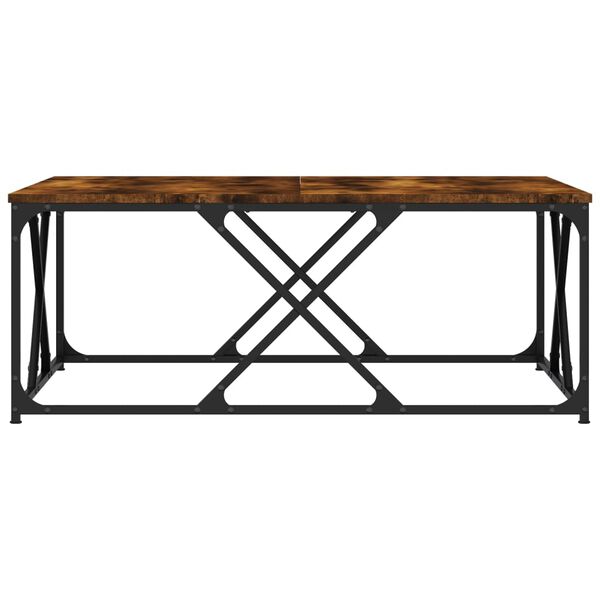 vidaXL Table basse ch&ecirc;ne fum&eacute; 100x100x40 cm bois d'ing&eacute;nierie